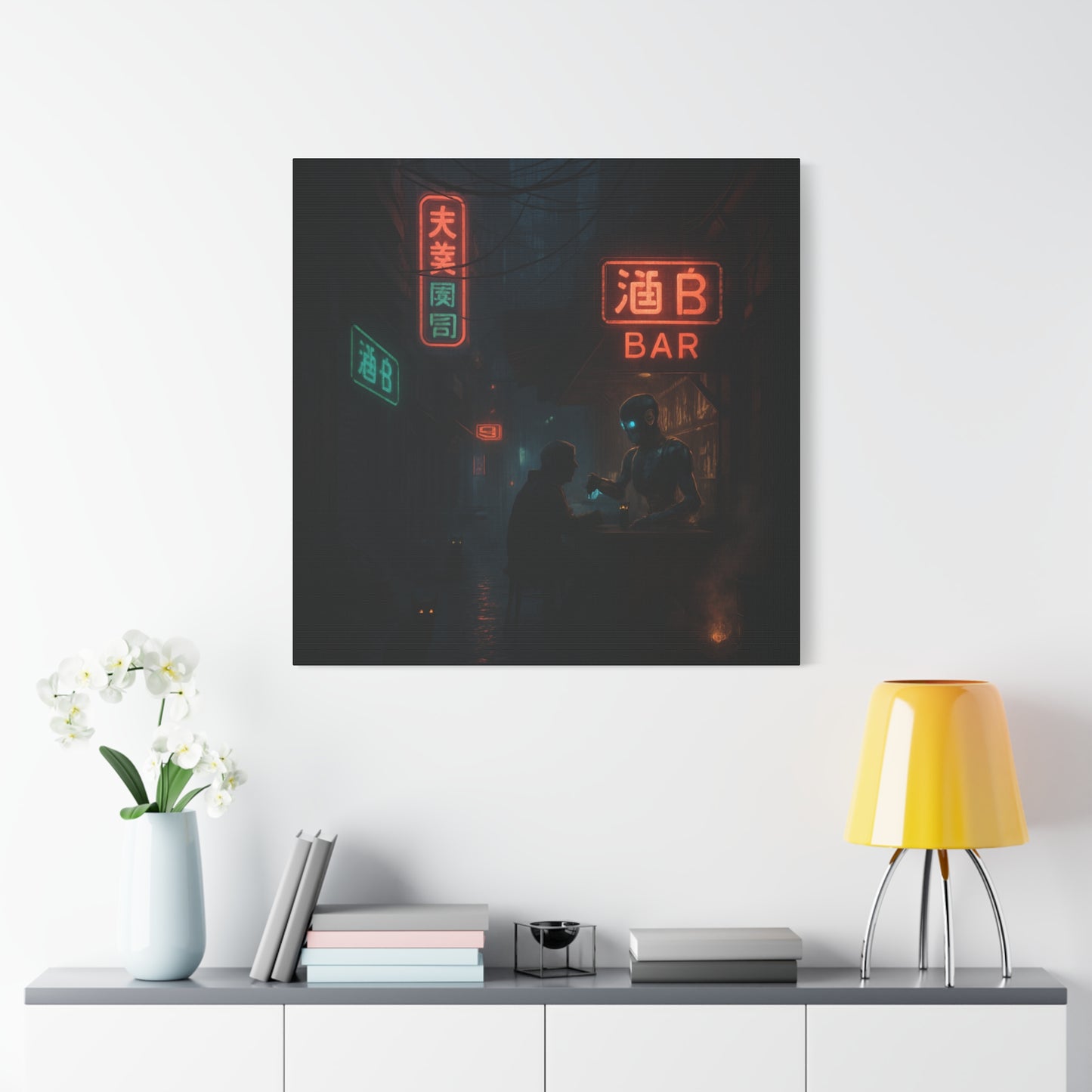 Neon Alley Bar Matte Canvas
