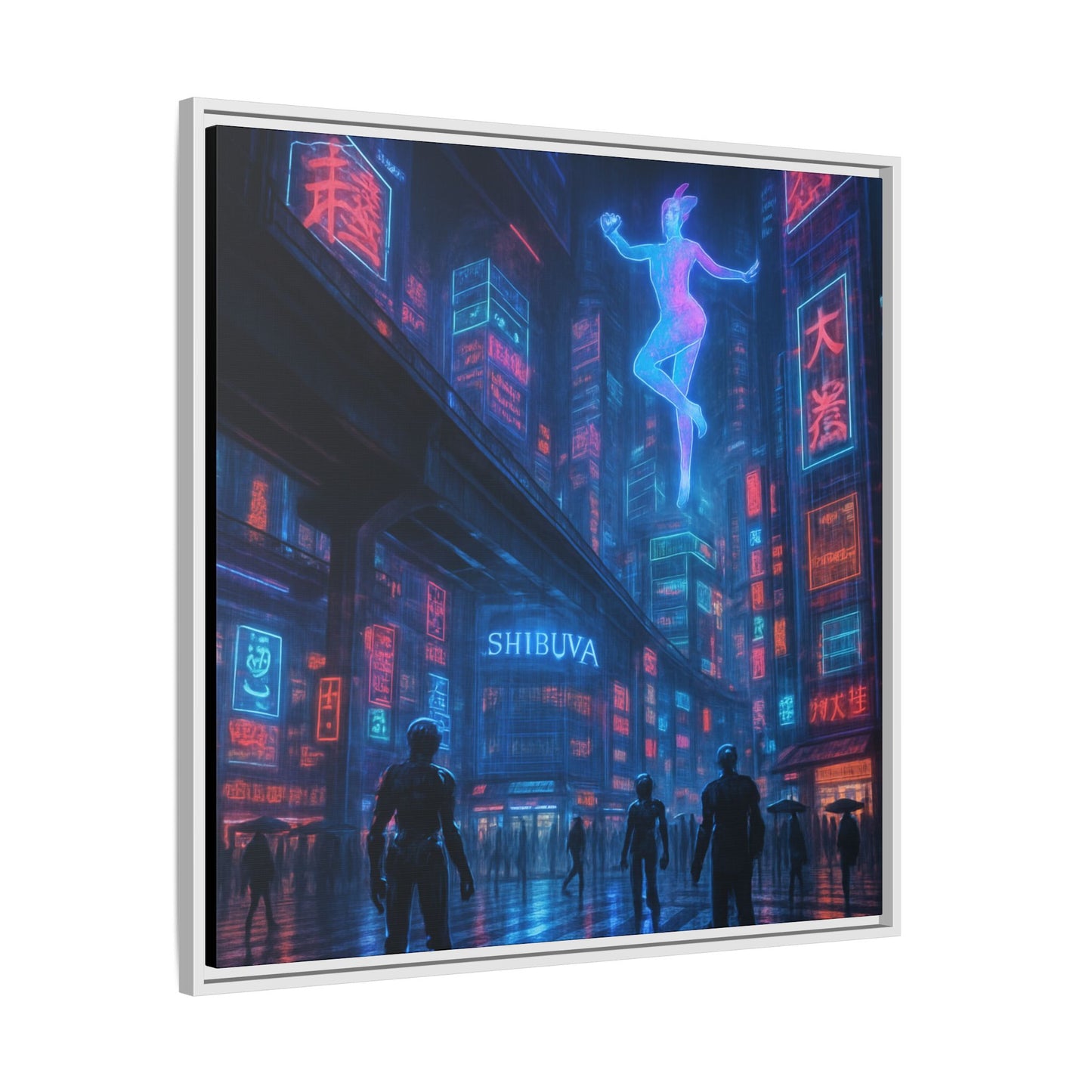 Neon Shibuya Spirit Framed Matte Canvas
