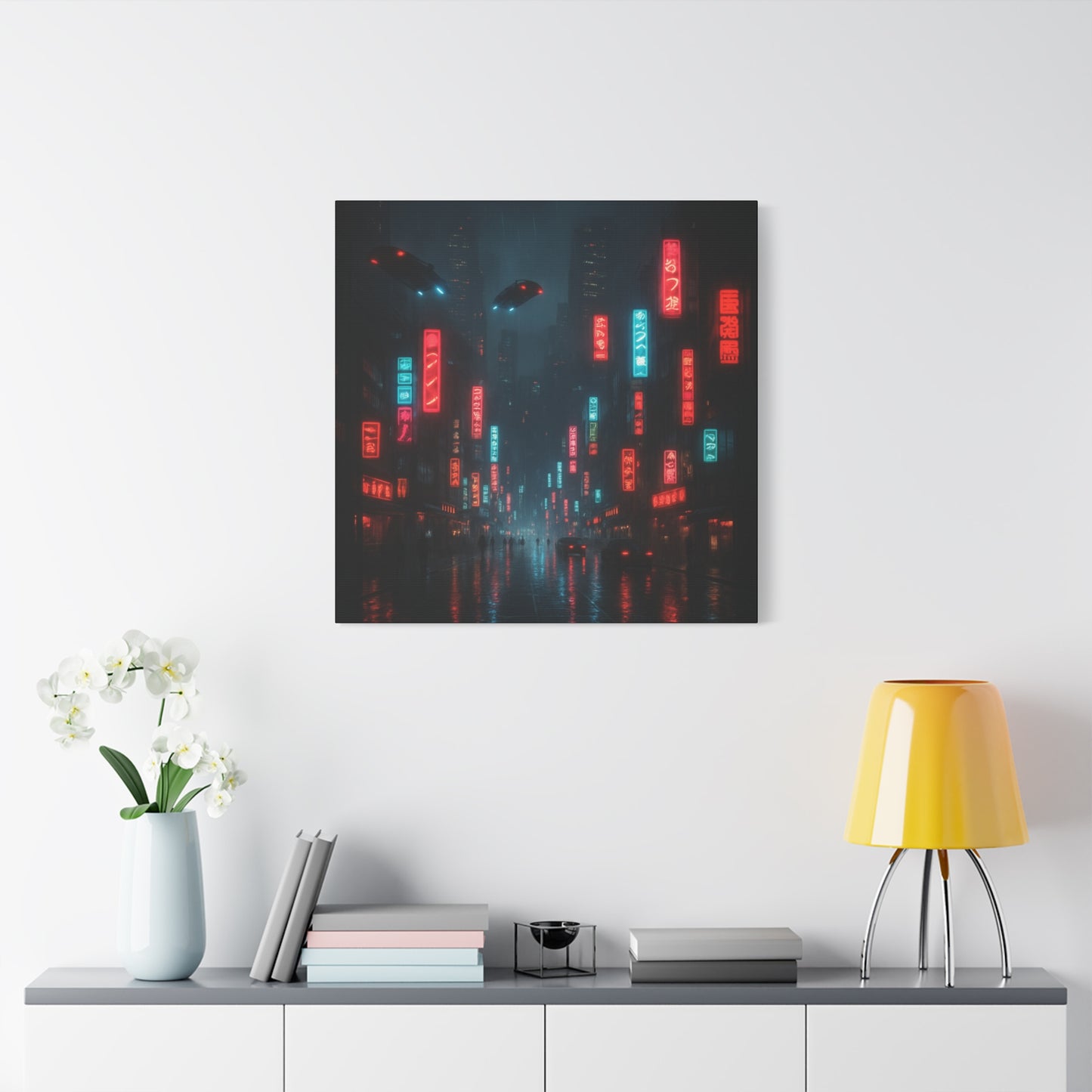 Neon City Street Matte Canvas
