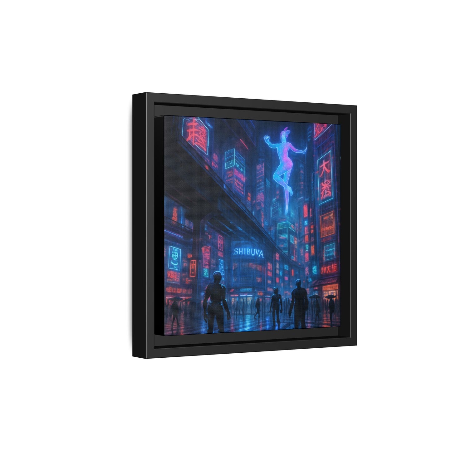Neon Shibuya Spirit Framed Matte Canvas