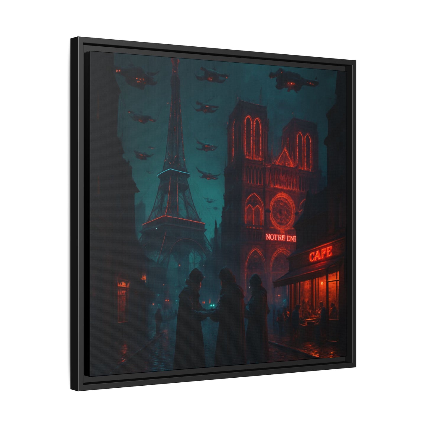 Neon Paris Dream Framed Matte Canvas