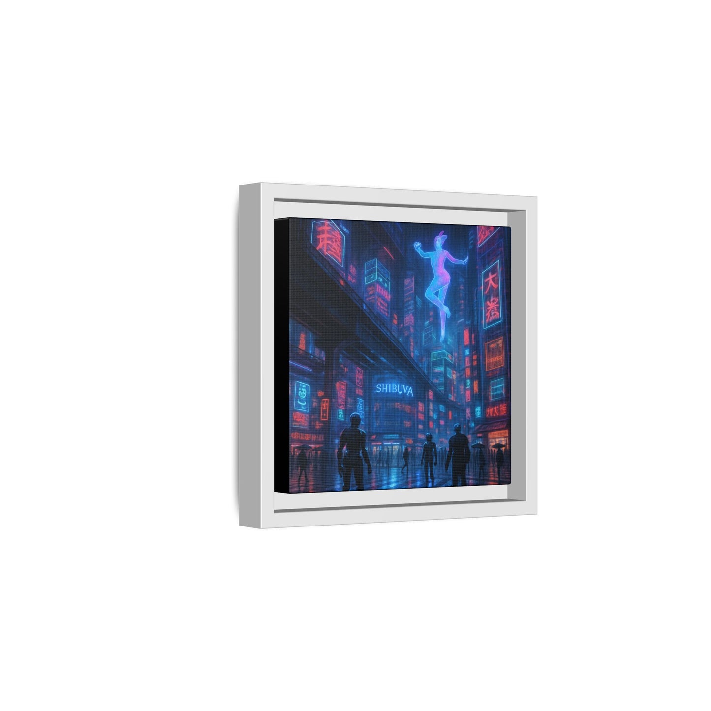 Neon Shibuya Spirit Framed Matte Canvas