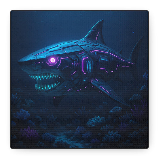 Cyber Shark Abyss Matte Canvas