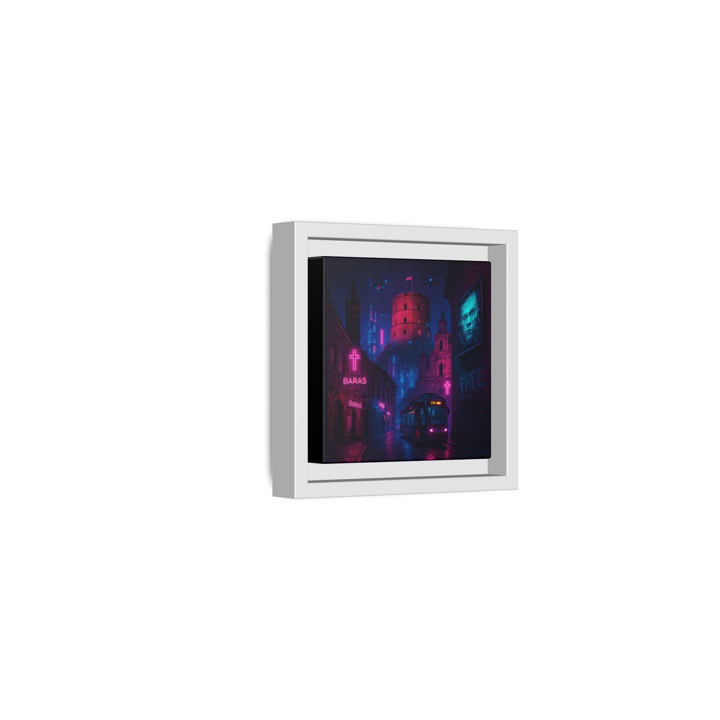 Night City Vilnius Framed Matte Canvas