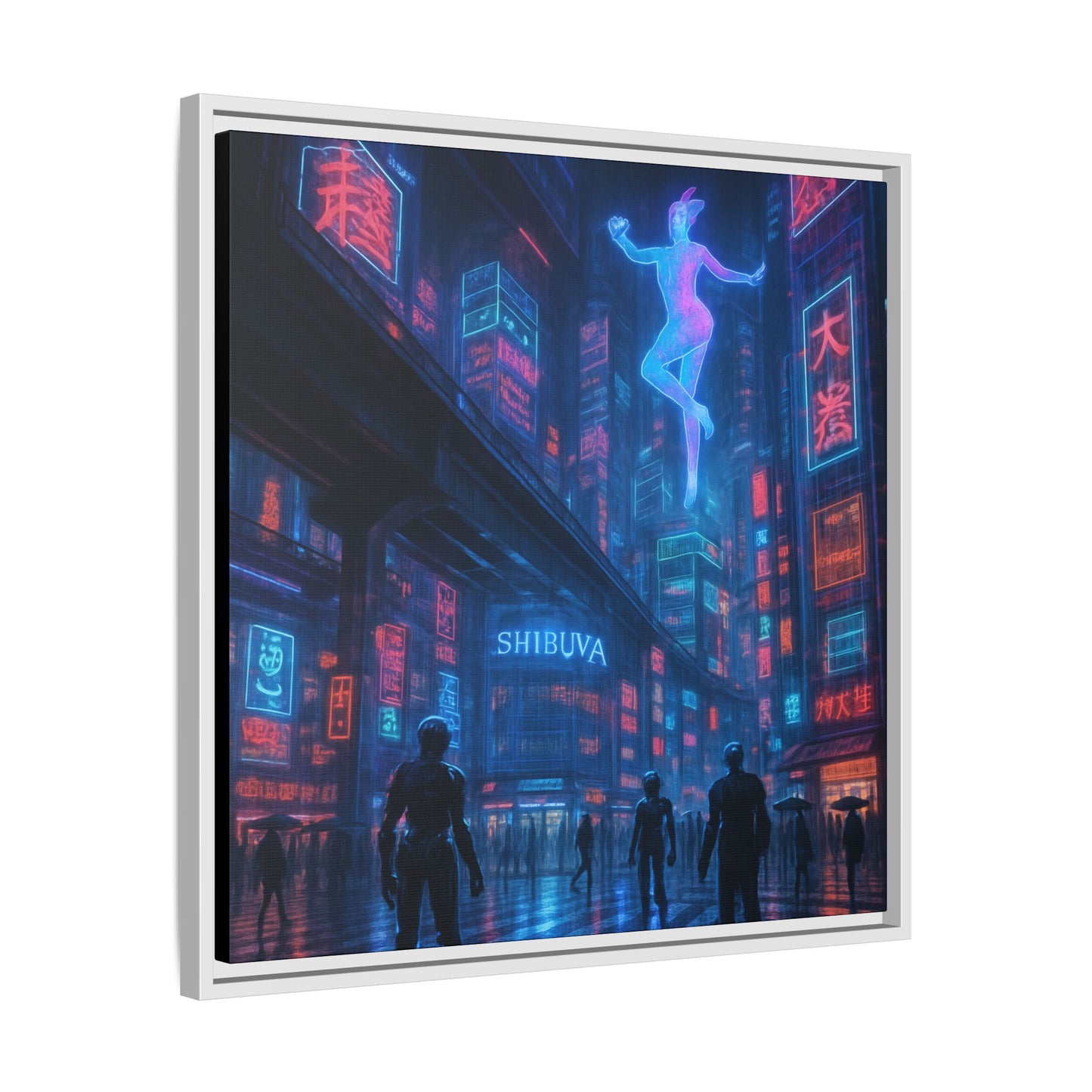 Neon Shibuya Spirit Framed Matte Canvas
