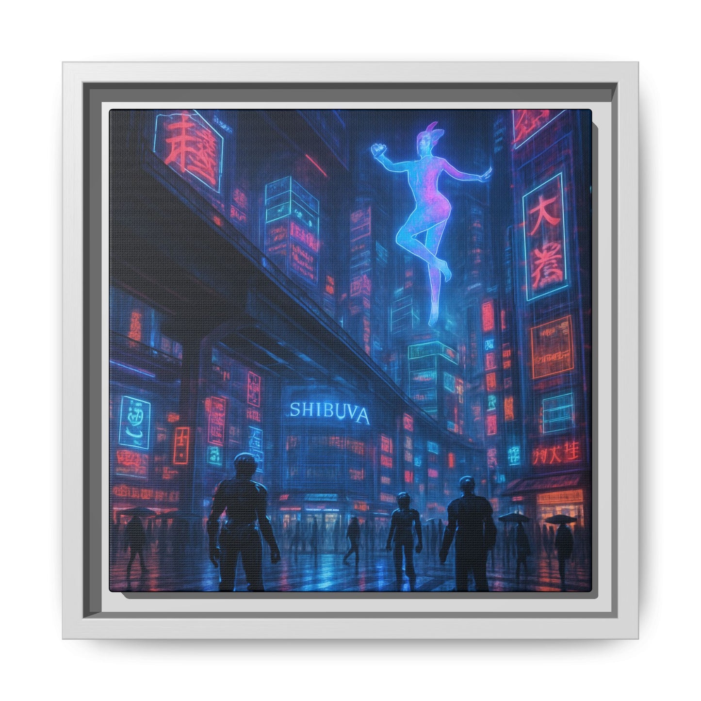 Neon Shibuya Spirit Framed Matte Canvas