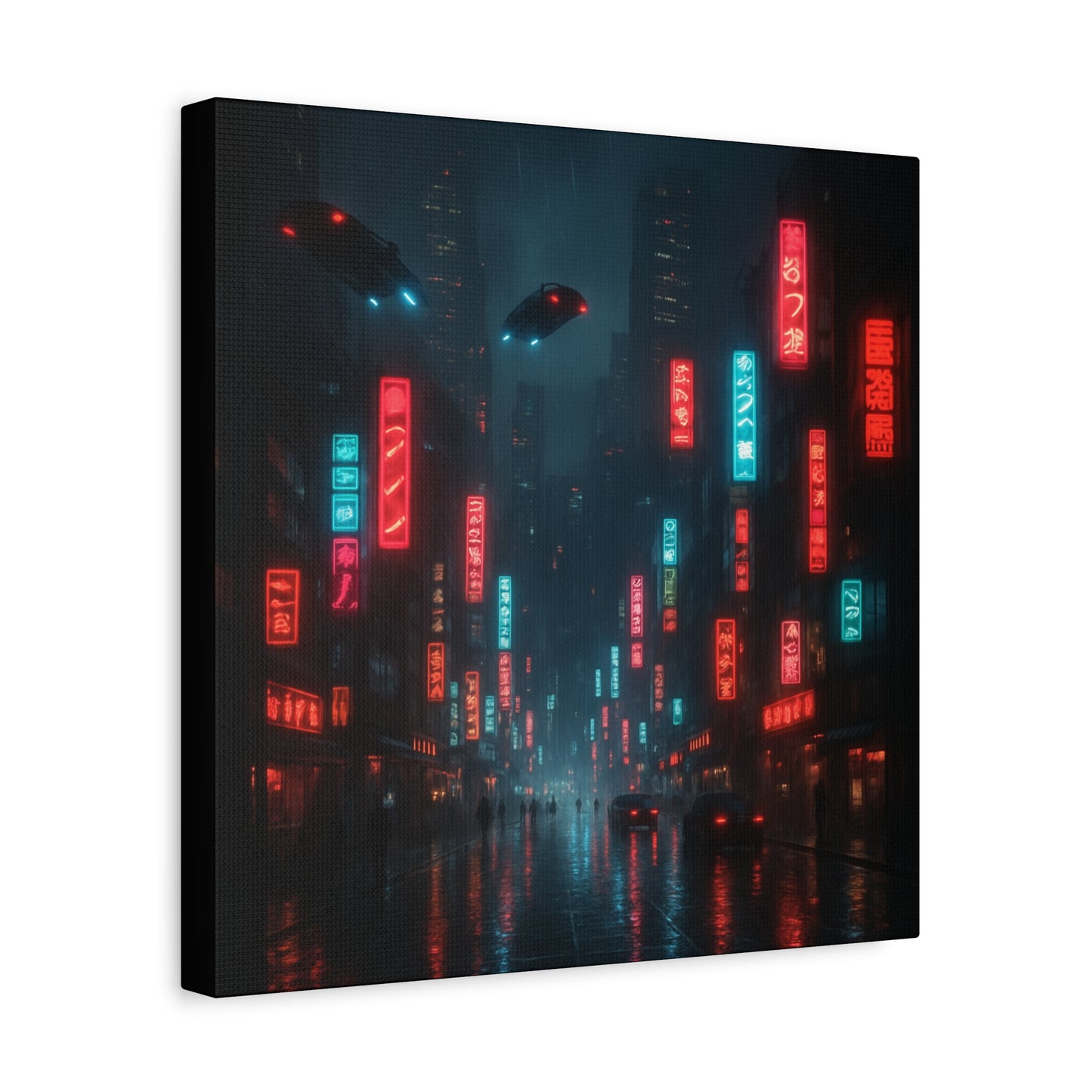 Neon City Street Matte Canvas
