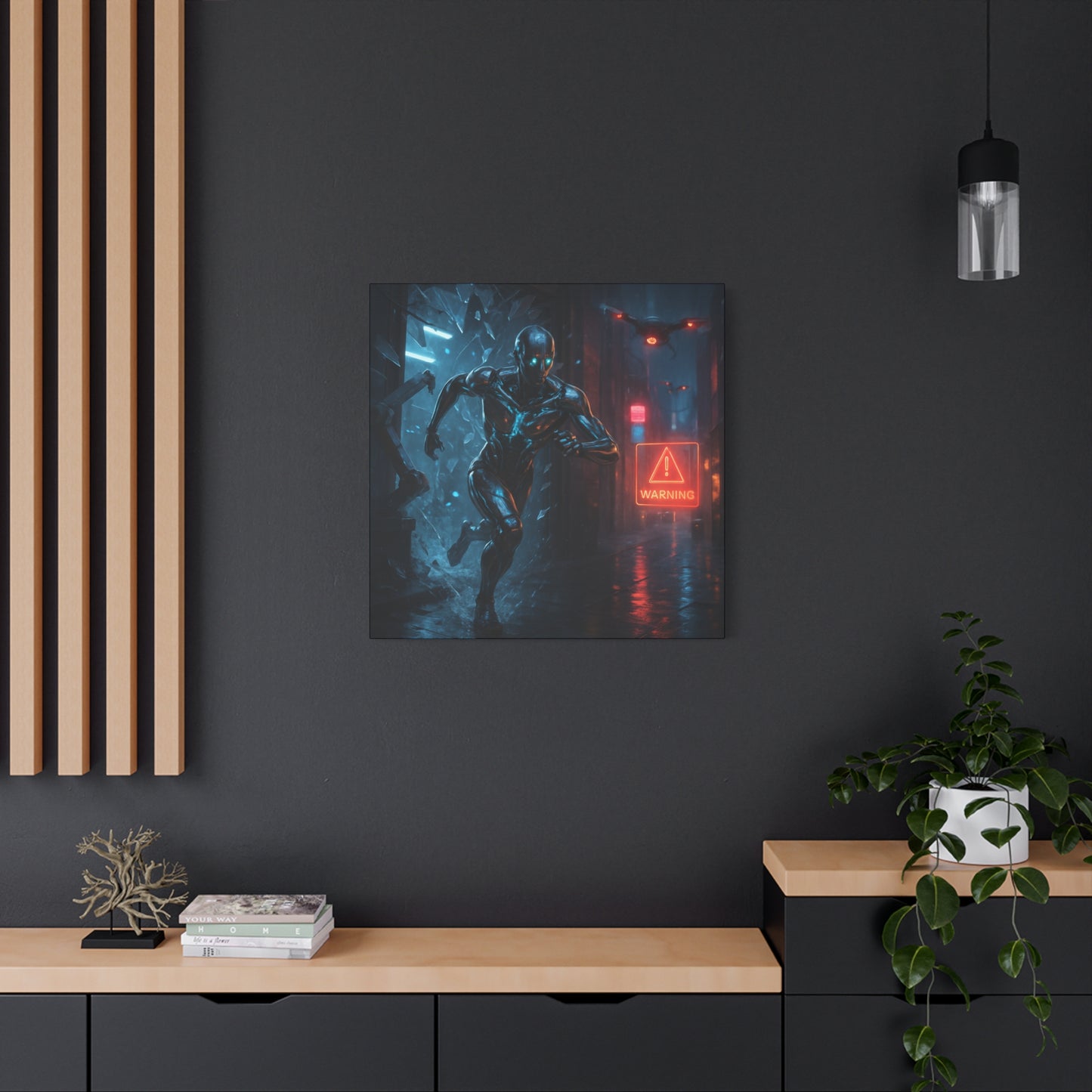 Neon Escape Futuristic Runner Matte Canvas