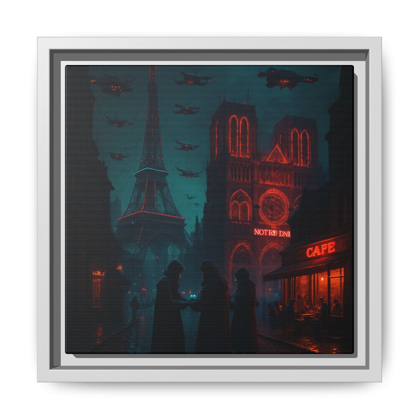 Neon Paris Dream Framed Matte Canvas