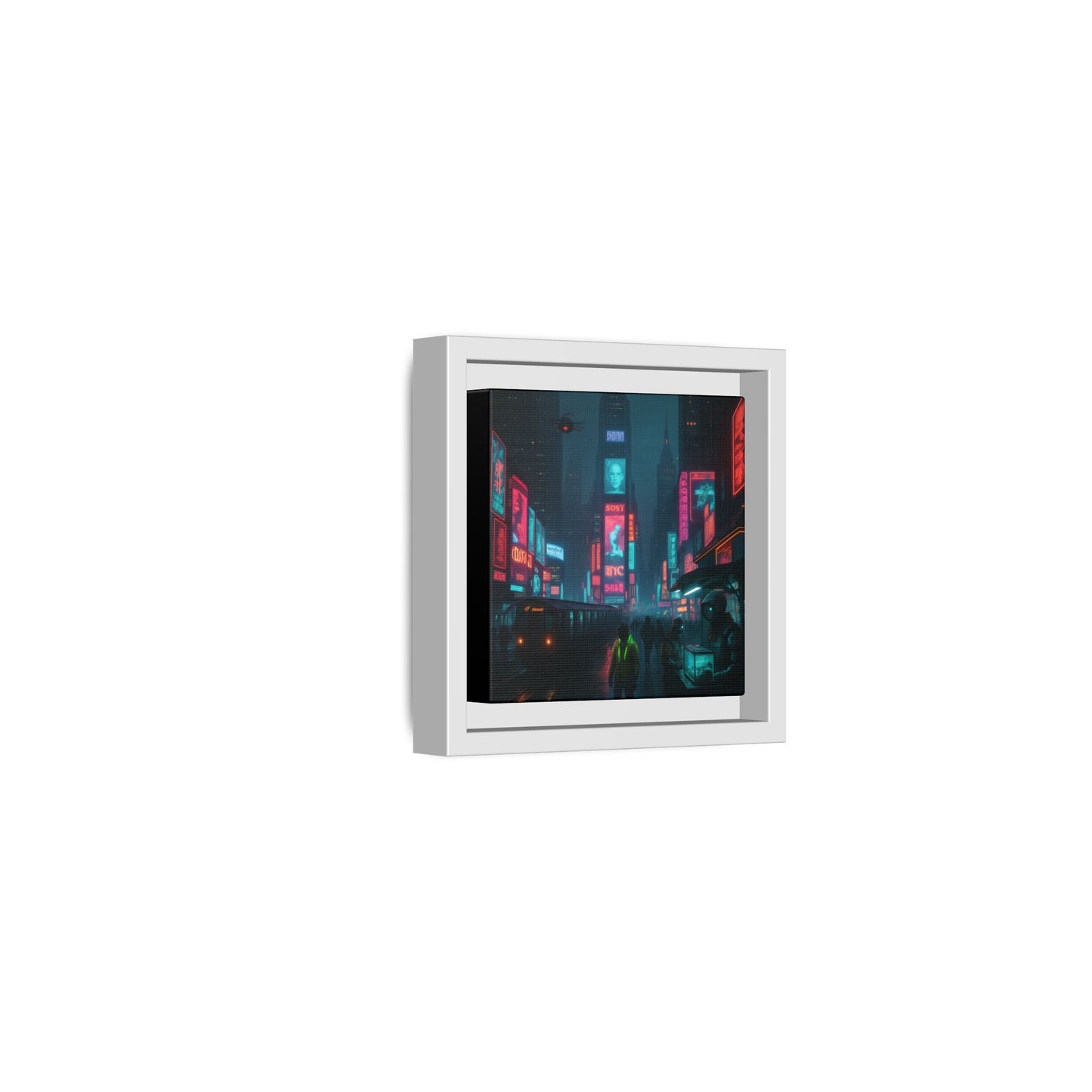 Neon Times Square Nights Framed Matte Canvas