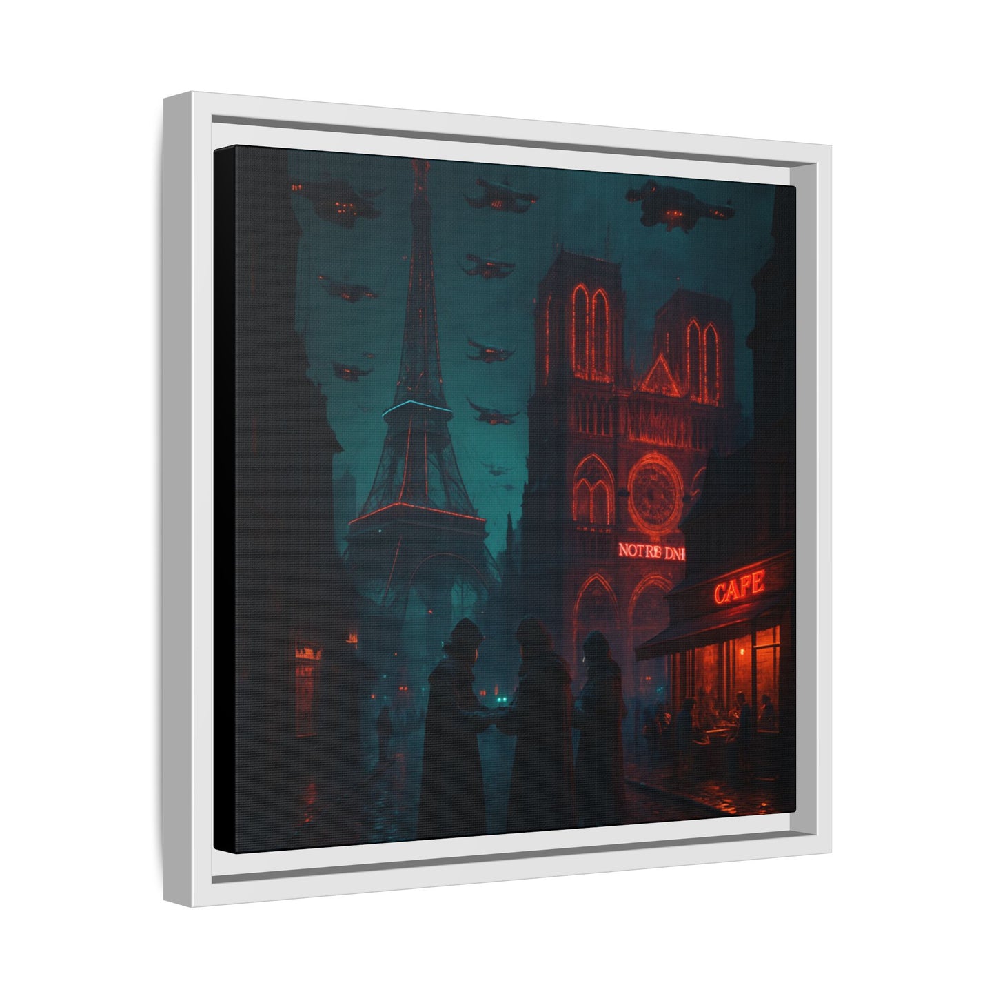 Neon Paris Dream Framed Matte Canvas