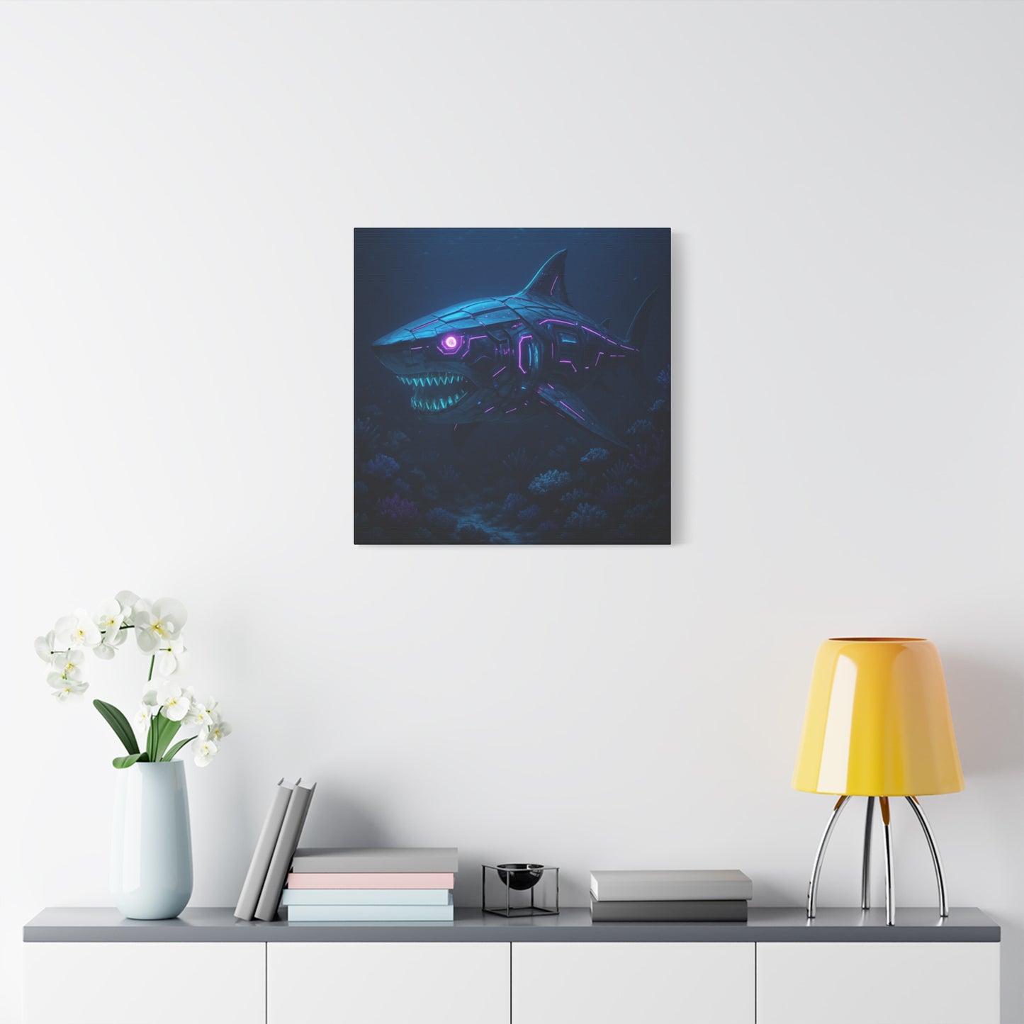 Cyber Shark Abyss Matte Canvas