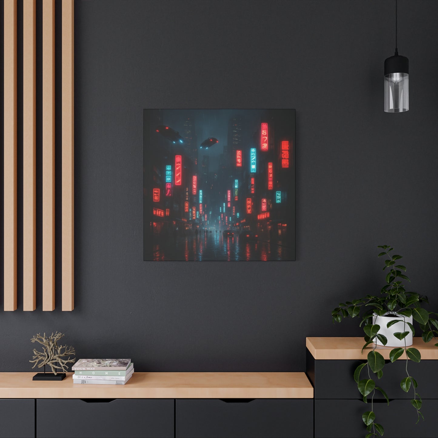 Neon City Street Matte Canvas
