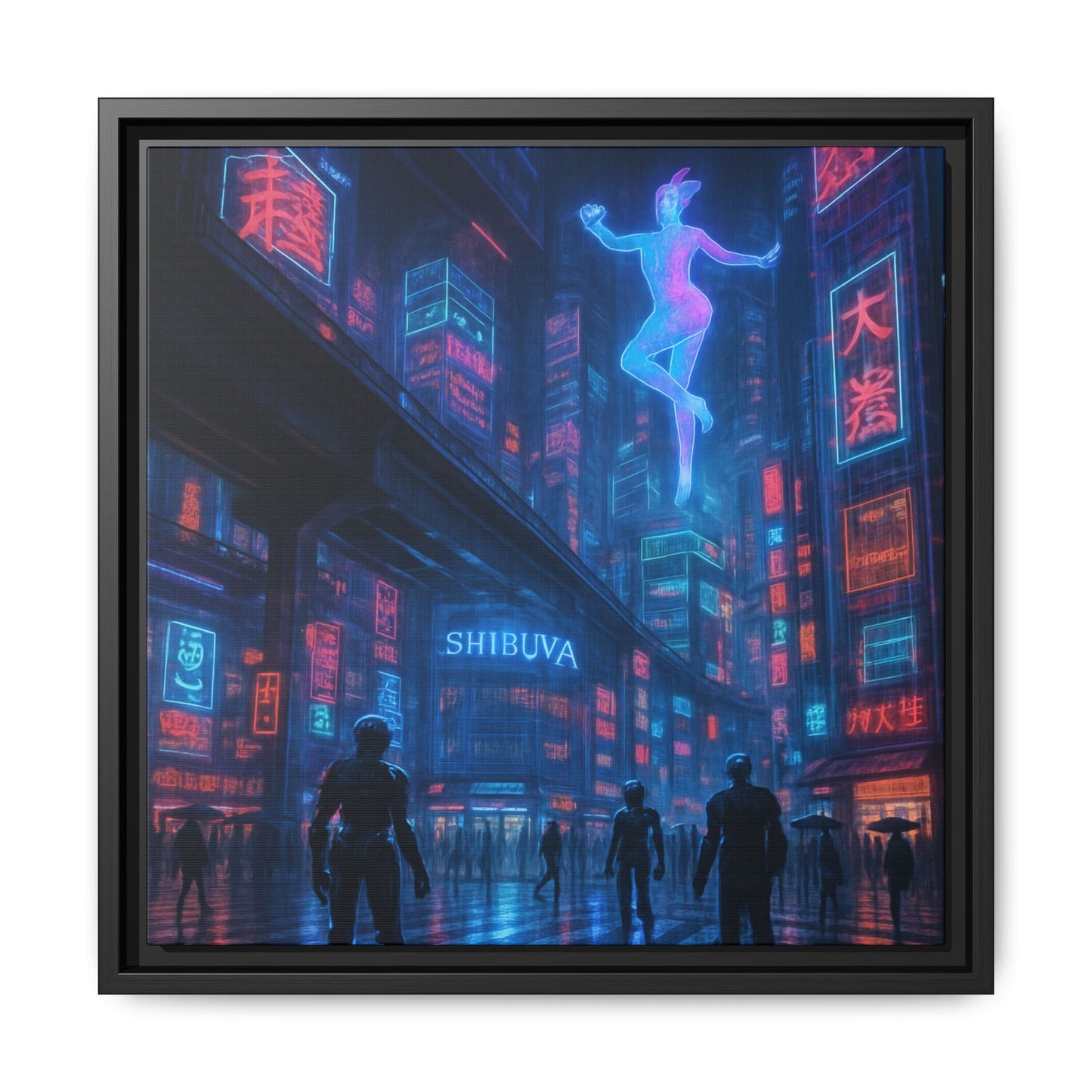 Neon Shibuya Spirit Framed Matte Canvas