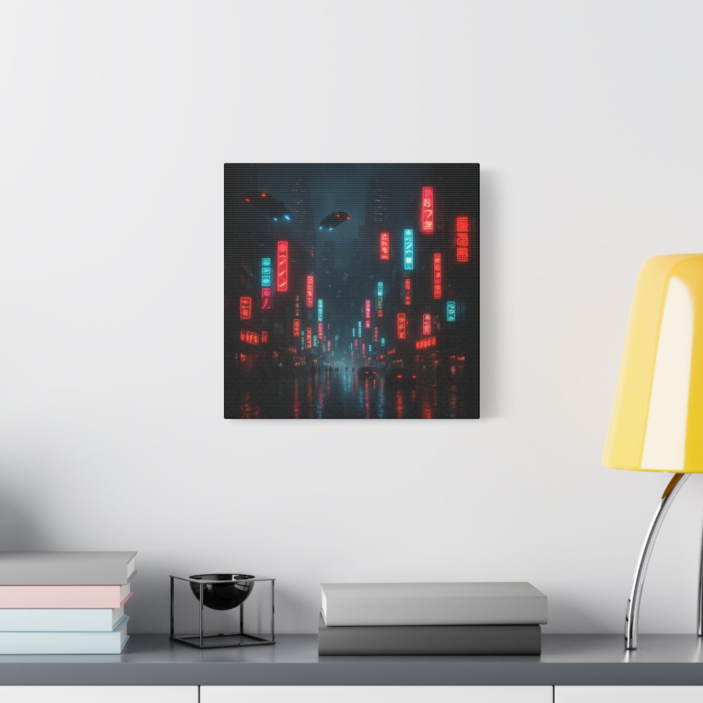 Neon City Street Matte Canvas