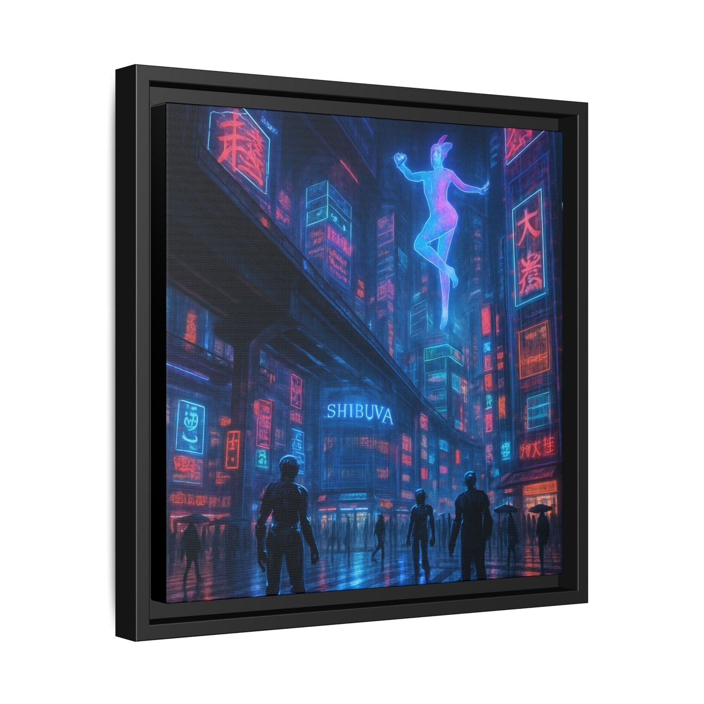 Neon Shibuya Spirit Framed Matte Canvas