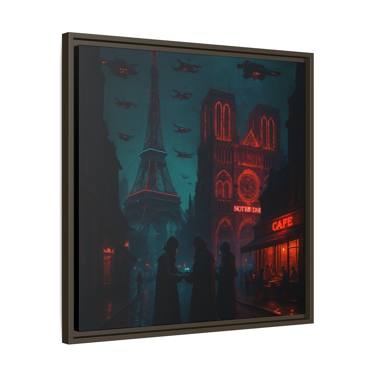 Neon Paris Dream Framed Matte Canvas