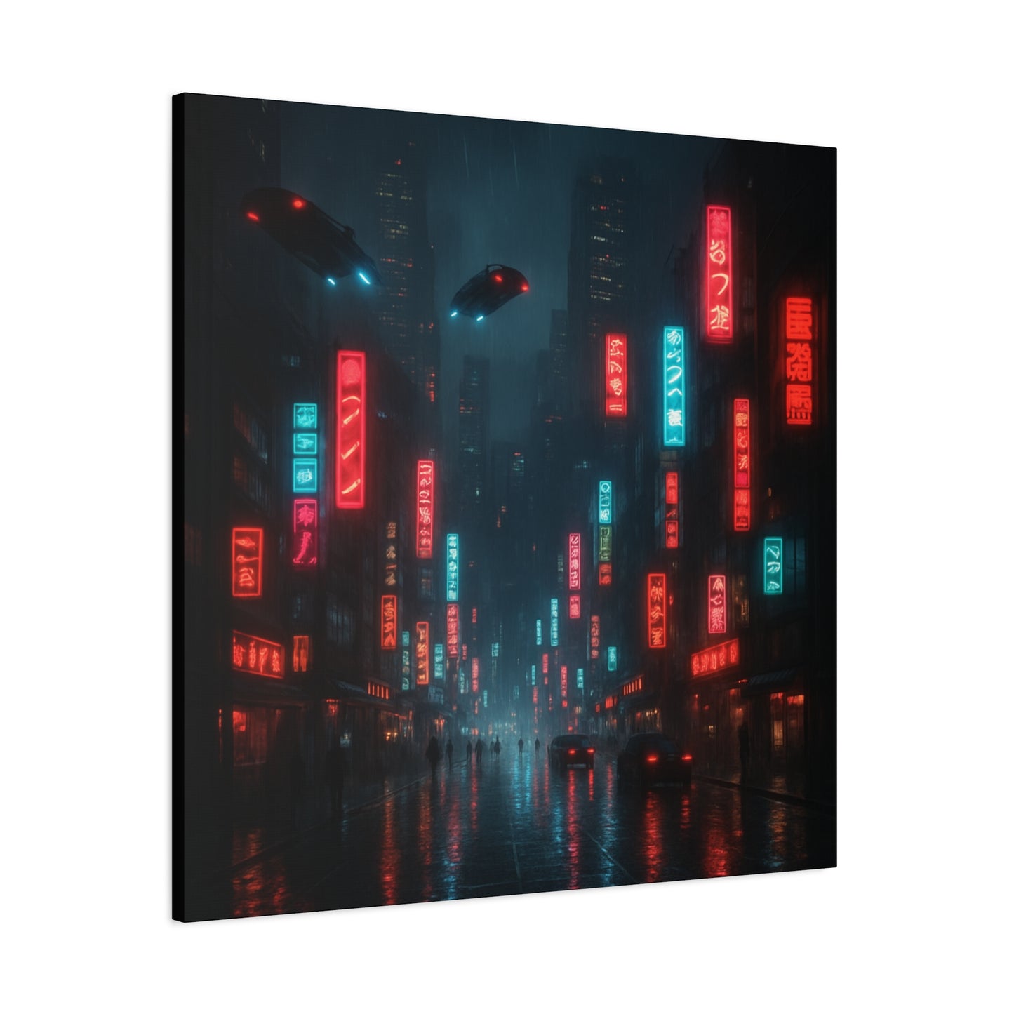 Neon City Street Matte Canvas