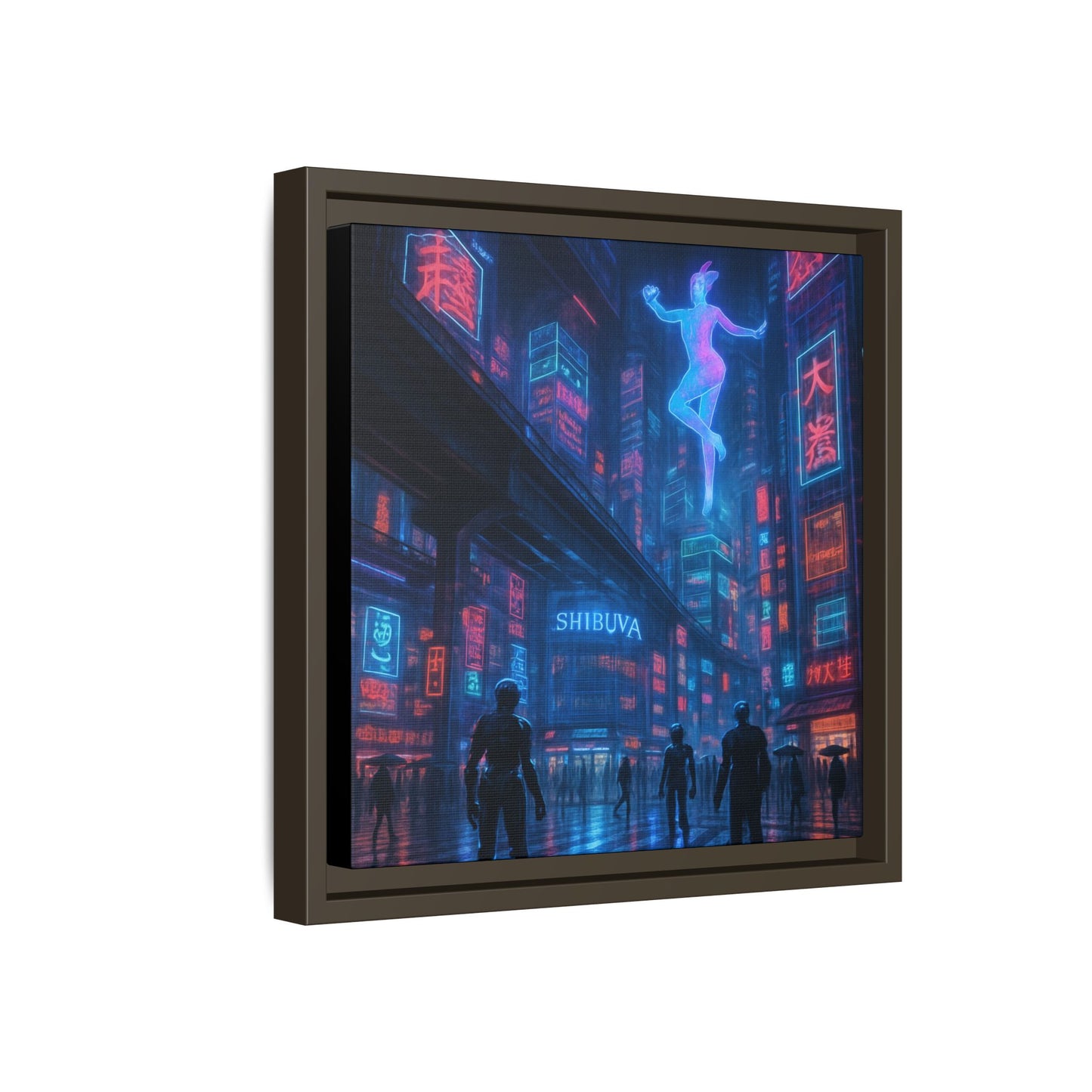 Neon Shibuya Spirit Framed Matte Canvas