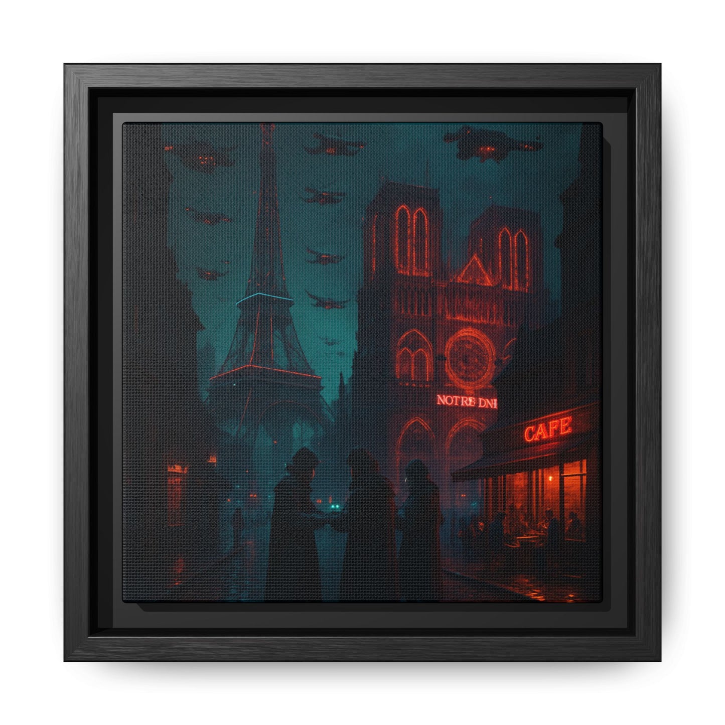 Neon Paris Dream Framed Matte Canvas