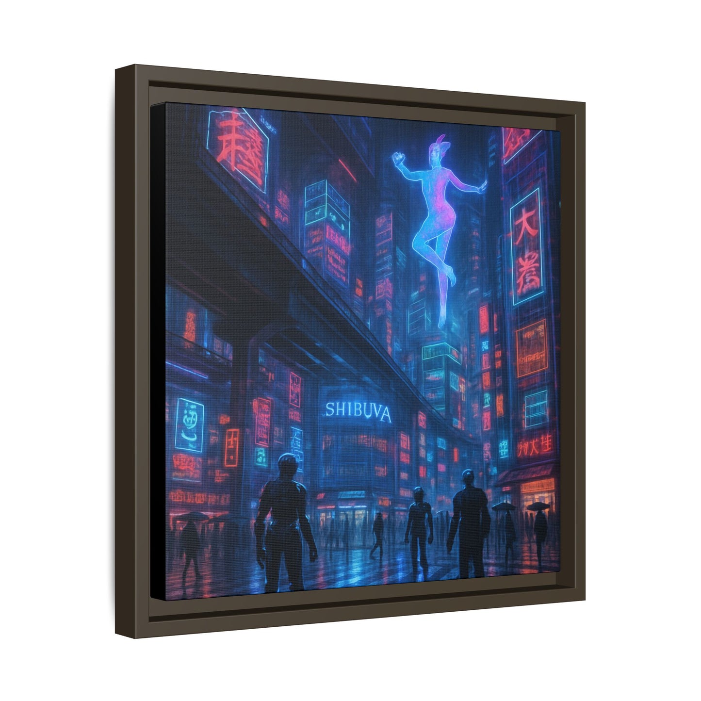 Neon Shibuya Spirit Framed Matte Canvas