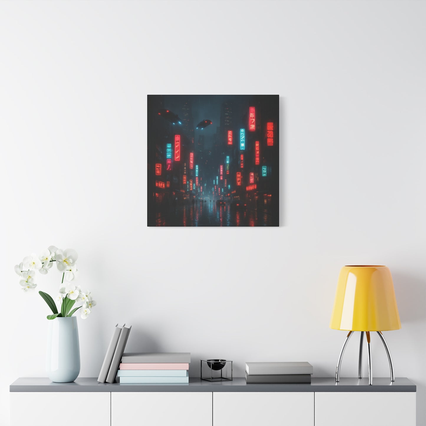 Neon City Street Matte Canvas