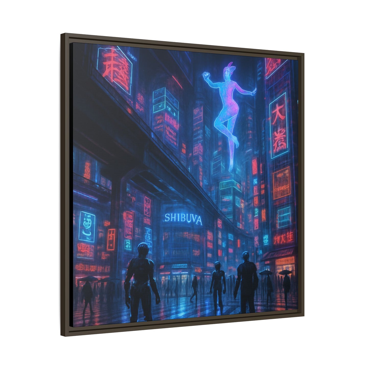 Neon Shibuya Spirit Framed Matte Canvas