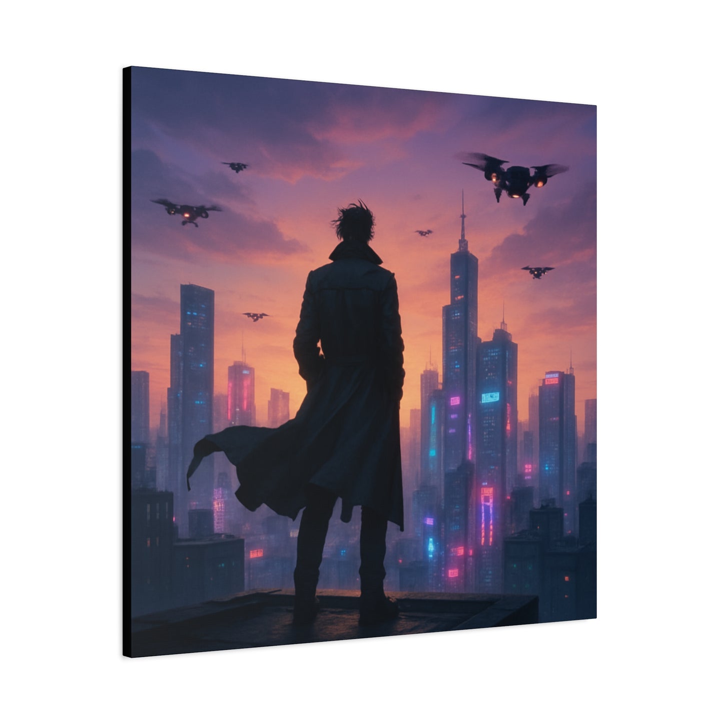 Future Skyline Sentinel Matte Canvas