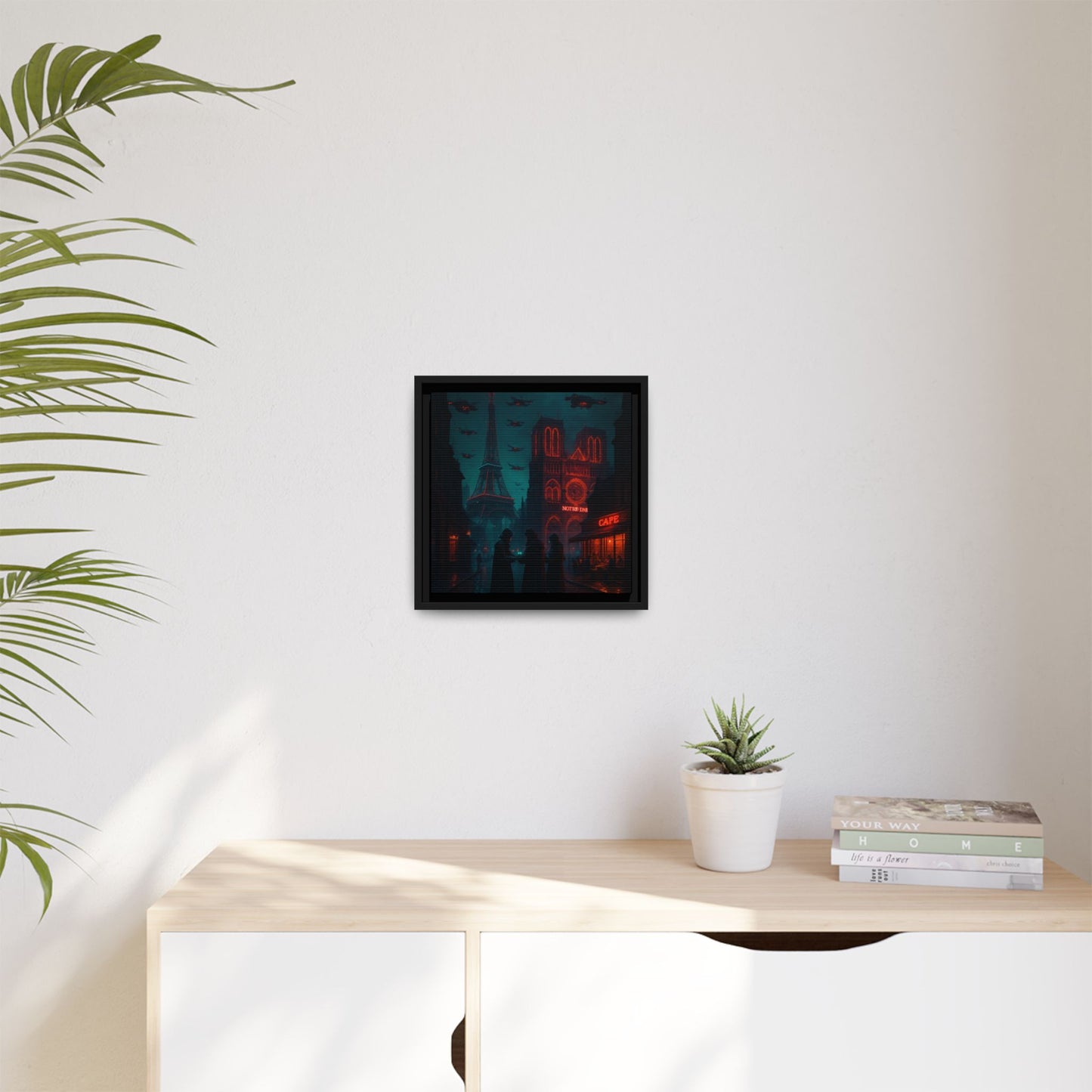 Neon Paris Dream Framed Matte Canvas
