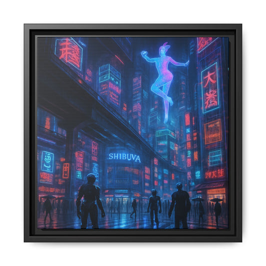 Neon Shibuya Spirit Framed Matte Canvas